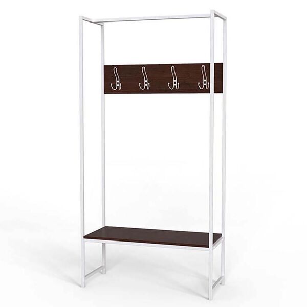 Вішалка підлогова Тетра-12 венге, КОЛІР МЕТАЛУ: БІЛИЙ, КОЛІР ДСП: ВЕНГЕ МАГИЯ