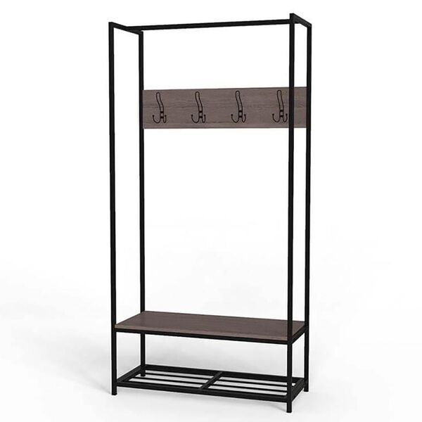 Вешалка напольная Тетра-13 трюфель, ЦВЕТ МЕТАЛЛА: ЧЕРНЫЙ, ЦВЕТ ДСП: ТРЮФЕЛЬ