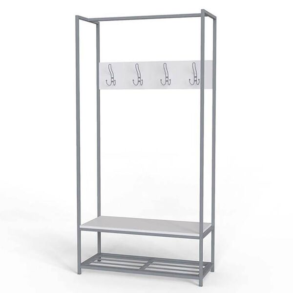 Вішалка підлогова Тетра-13 білий, КОЛІР МЕТАЛУ: СІРИЙ, КОЛІР ДСП: БІЛИЙ