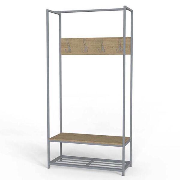 Вішалка підлогова Тетра-13 сонома, КОЛІР МЕТАЛУ: СІРИЙ, КОЛІР ДСП: СОНОМА