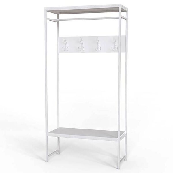 Вішалка підлогова Тетра-14 білий, КОЛІР МЕТАЛУ: БІЛИЙ, КОЛІР ДСП: БІЛИЙ