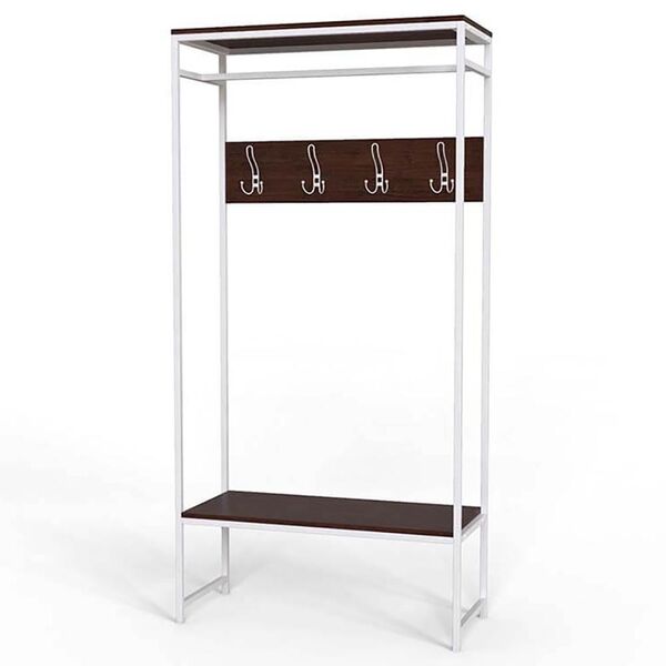 Вішалка підлогова Тетра-14 венге, КОЛІР МЕТАЛУ: БІЛИЙ, КОЛІР ДСП: ВЕНГЕ МАГИЯ