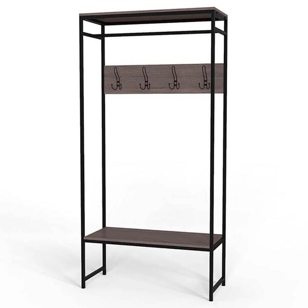 Вішалка підлогова Тетра-15 трюфель, КОЛІР МЕТАЛУ: ЧОРНИЙ, КОЛІР ДСП: ТРЮФЕЛЬ