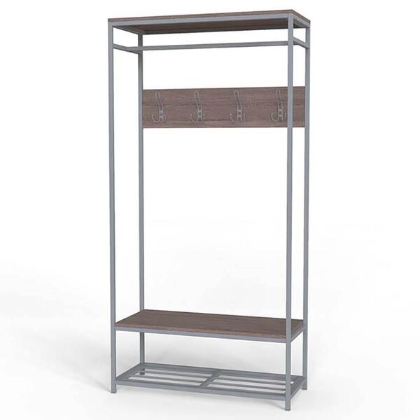 Вішалка підлогова Тетра-15 трюфель, КОЛІР МЕТАЛУ: СІРИЙ, КОЛІР ДСП: ТРЮФЕЛЬ