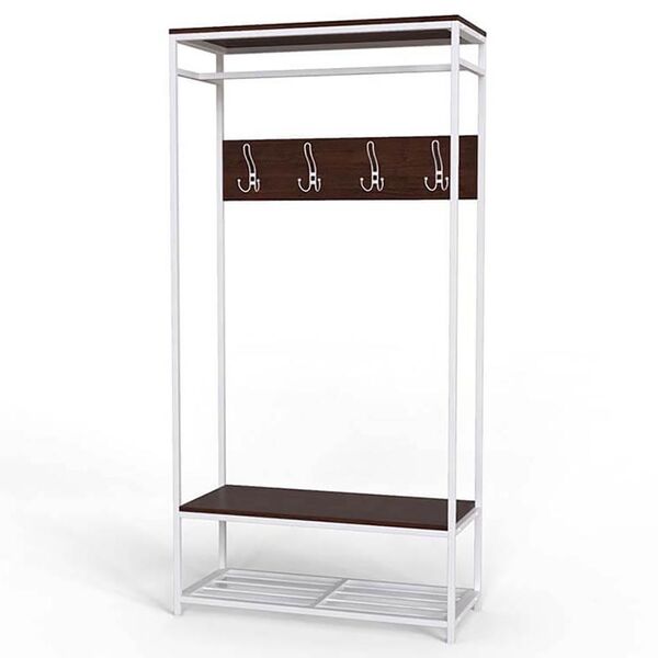 Вішалка підлогова Тетра-15 венге, КОЛІР МЕТАЛУ: БІЛИЙ, КОЛІР ДСП: ВЕНГЕ МАГИЯ