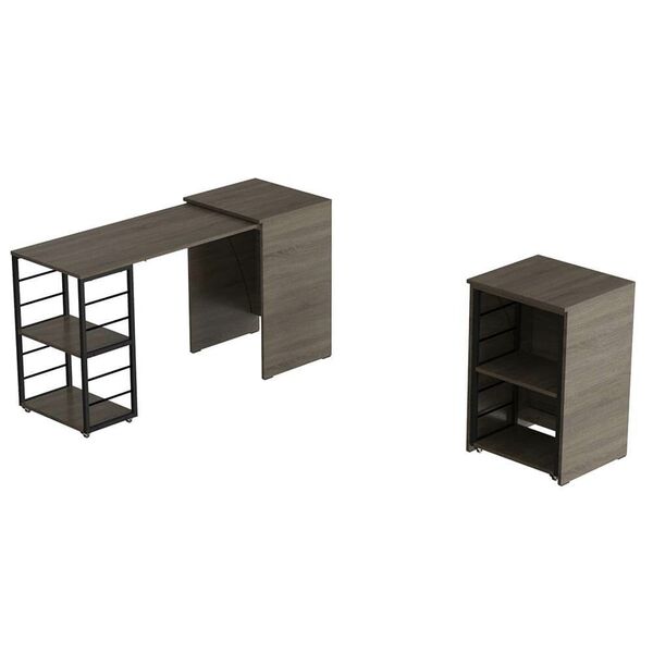 Стол-тумба (трансформер) Смарт-2 трюфель, ТОЛЩИНА СТОЛЕШНИЦЫ ДСП: 16 мм, ШИРИНА СТОЛЕШНИЦЫ: 145 см, ГЛУБИНА СТОЛЕШНИЦЫ: 60 см, ЦВЕТ МЕТАЛЛА: ЧЕРНЫЙ, ЦВЕТ ДСП: ТРЮФЕЛЬ