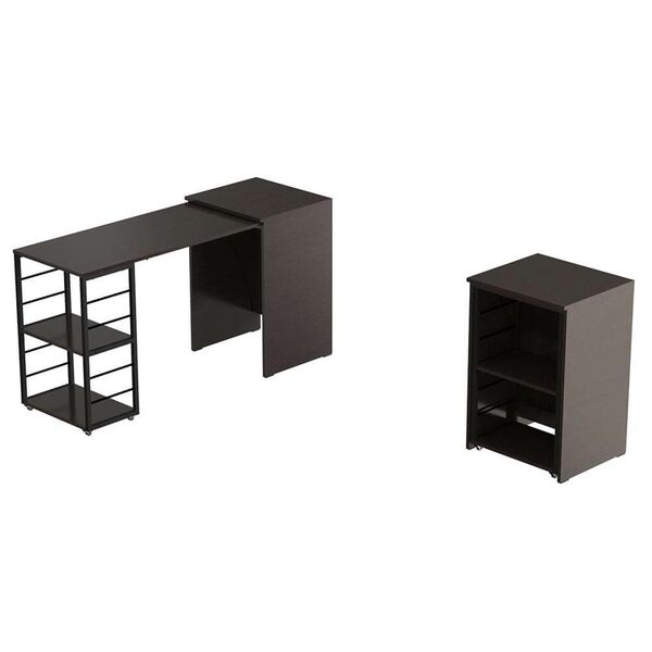 Стол-тумба (трансформер) Смарт-2 венге, ТОЛЩИНА СТОЛЕШНИЦЫ ДСП: 16 мм, ШИРИНА СТОЛЕШНИЦЫ: 145 см, ГЛУБИНА СТОЛЕШНИЦЫ: 50 см, ЦВЕТ МЕТАЛЛА: ЧЕРНЫЙ, ЦВЕТ ДСП: ВЕНГЕ МАГИЯ