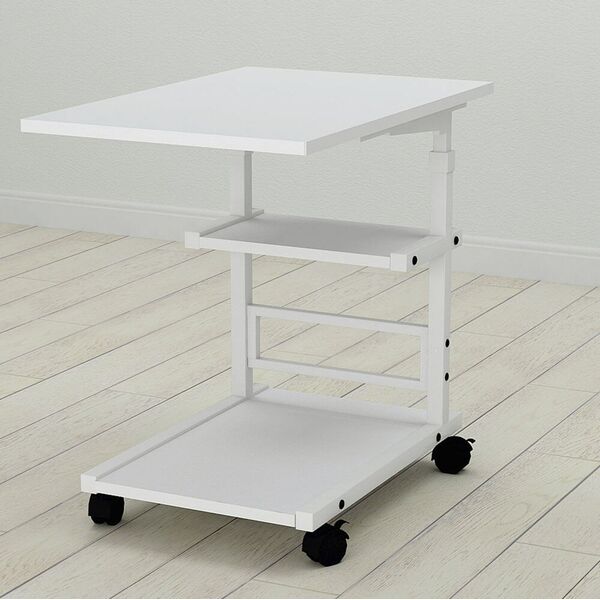 Приставний столик Алан-3 білий, КОЛІР МЕТАЛУ: БІЛИЙ, КОЛІР ДСП: БІЛИЙ