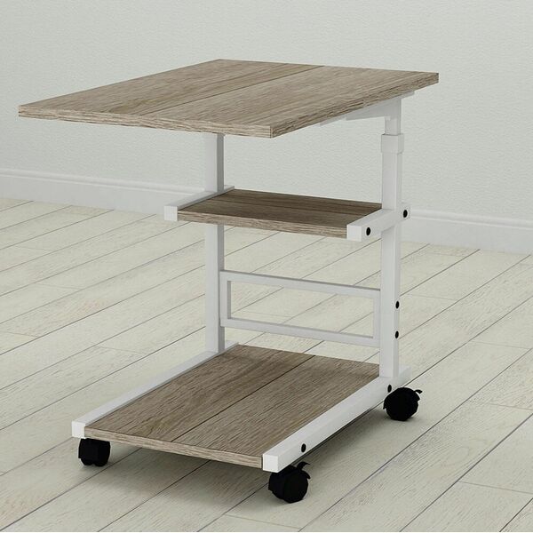 Приставний столик Алан-3 трюфель, КОЛІР МЕТАЛУ: БІЛИЙ, КОЛІР ДСП: ТРЮФЕЛЬ