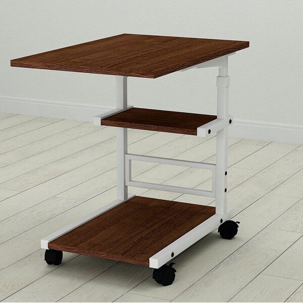 Приставний столик Алан-3 венге, КОЛІР МЕТАЛУ: БІЛИЙ, КОЛІР ДСП: ВЕНГЕ МАГИЯ