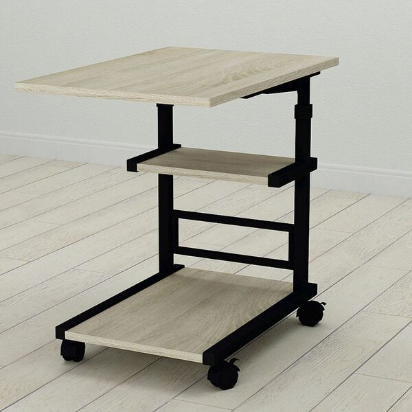 Приставний столик Алан-3 сонома, КОЛІР МЕТАЛУ: ЧОРНИЙ, КОЛІР ДСП: СОНОМА