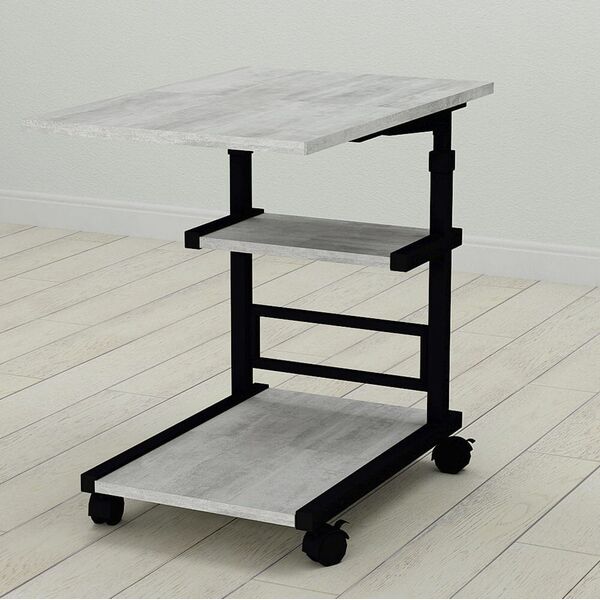 Приставний столик Алан-3 бетон, КОЛІР МЕТАЛУ: ЧОРНИЙ, КОЛІР ДСП: БЕТОН