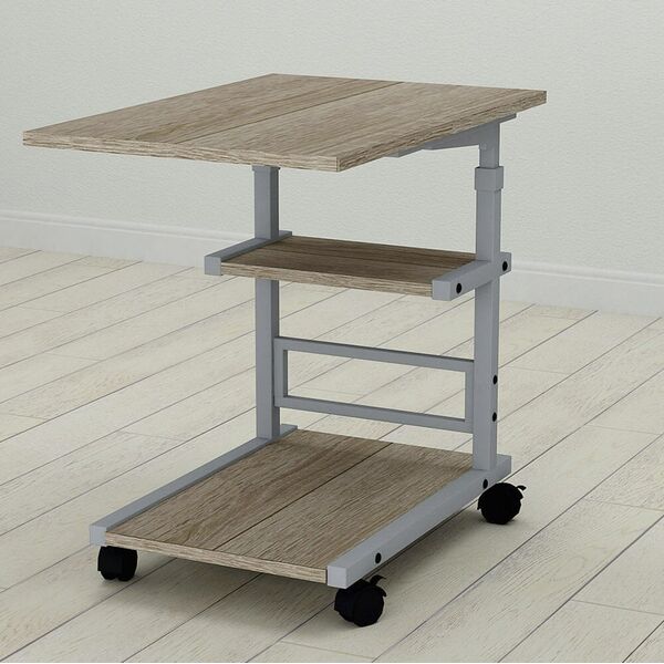 Приставний столик Алан-3 трюфель, КОЛІР МЕТАЛУ: СІРИЙ, КОЛІР ДСП: ТРЮФЕЛЬ