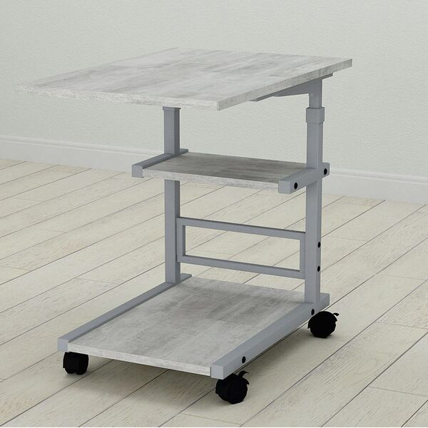 Приставний столик Алан-3 бетон, КОЛІР МЕТАЛУ: СІРИЙ, КОЛІР ДСП: БЕТОН