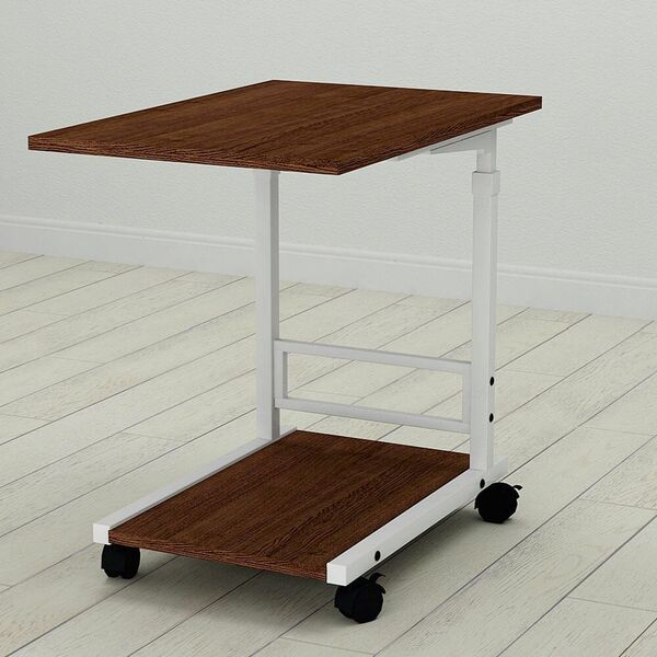 Приставний столик Френк-2 венге, КОЛІР МЕТАЛУ: БІЛИЙ, КОЛІР ДСП: ВЕНГЕ МАГИЯ