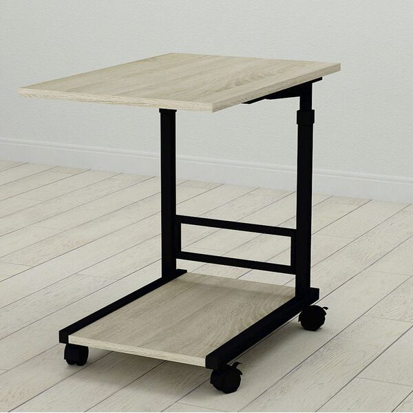 Приставний столик Френк-2 сонома, КОЛІР МЕТАЛУ: ЧОРНИЙ, КОЛІР ДСП: СОНОМА