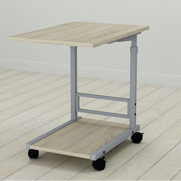 Приставний столик Френк-2 сонома, КОЛІР МЕТАЛУ: СІРИЙ, КОЛІР ДСП: СОНОМА