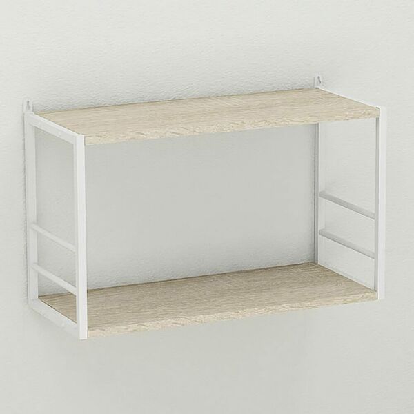 Книжкова полиця на стіну Стим-1 сонома, КОЛІР МЕТАЛУ: БІЛИЙ, КОЛІР ДСП: СОНОМА