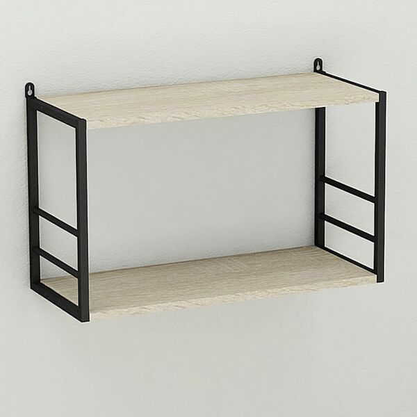 Книжкова полиця на стіну Стим-1 сонома, КОЛІР МЕТАЛУ: ЧОРНИЙ, КОЛІР ДСП: СОНОМА