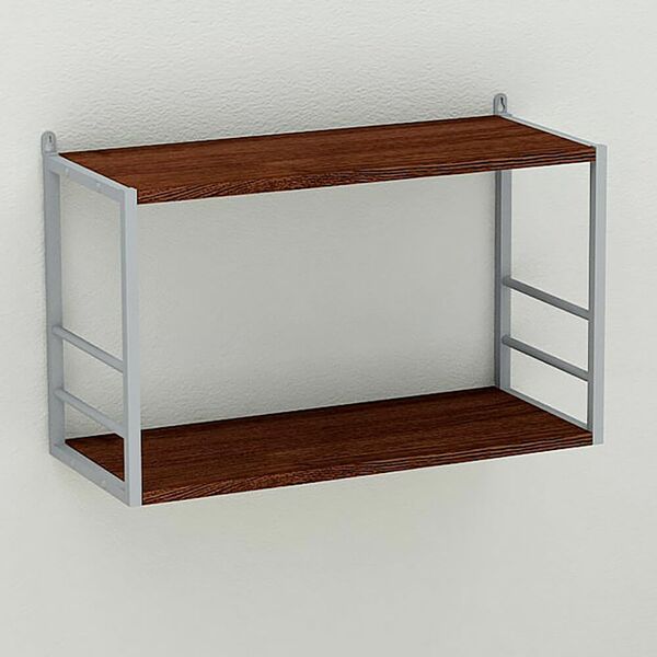 Книжкова полиця на стіну Стим-1 венге, КОЛІР МЕТАЛУ: СІРИЙ, КОЛІР ДСП: ВЕНГЕ МАГИЯ