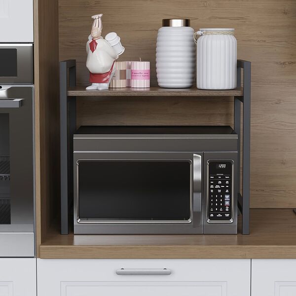 Підставка для мікрохвильовки Мікрошелф-2 сонома, КОЛІР МЕТАЛУ: БІЛИЙ, КОЛІР ДСП: СОНОМА, зображення 4