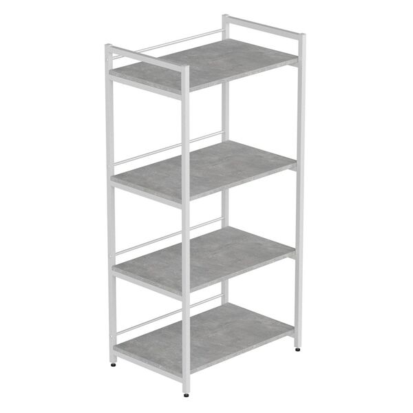 Стелаж з полицею під мікрохвильовку Коннект-640 бетон, КОЛІР МЕТАЛУ: БІЛИЙ, КОЛІР ДСП: БЕТОН