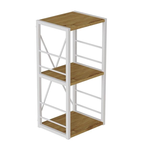 Етажера на 3 полиці Коннект-334 артизан, КОЛІР МЕТАЛУ: БІЛИЙ, КОЛІР ДСП: АРТИЗАН
