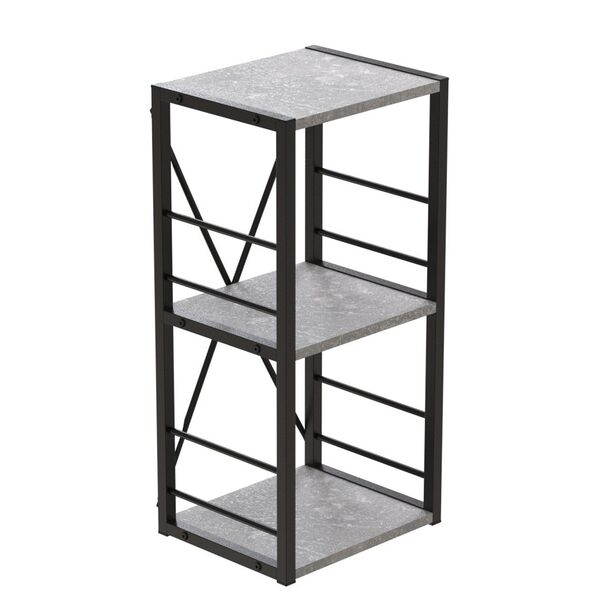 Етажерка на 3 полиці "Коннект-334" бетон, КОЛІР МЕТАЛУ: ЧОРНИЙ, КОЛІР ДСП: БЕТОН