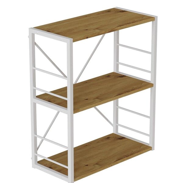 Етажера на 3 полиці Коннект-360 артизан, КОЛІР МЕТАЛУ: БІЛИЙ, КОЛІР ДСП: АРТИЗАН