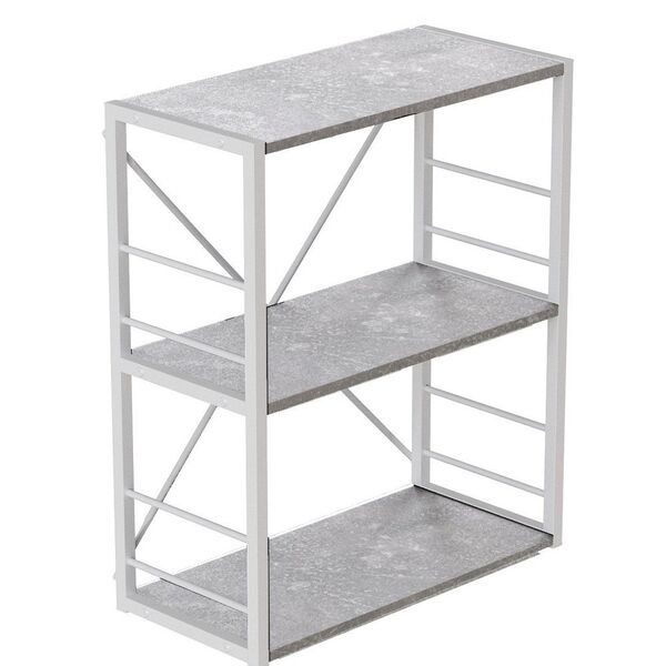 Етажерка на 3 полиці Коннект-360 бетон, КОЛІР МЕТАЛУ: БІЛИЙ, КОЛІР ДСП: БЕТОН