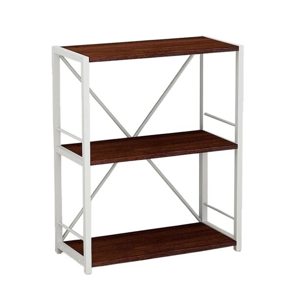 Этажерка на 3 полки Коннект-360 венге, ЦВЕТ МЕТАЛЛА: БЕЛЫЙ, ЦВЕТ ДСП: ВЕНГЕ МАГИЯ