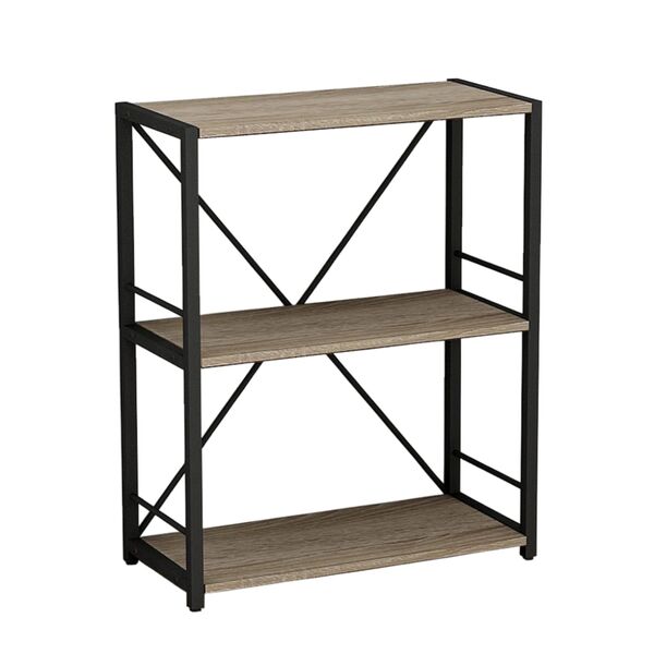 Етажерка на 3 полиці Коннект-360 трюфель, КОЛІР МЕТАЛУ: ЧОРНИЙ, КОЛІР ДСП: ТРЮФЕЛЬ