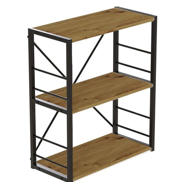 Этажерка на 3 полки Коннект-360 артизан, ЦВЕТ МЕТАЛЛА: ЧЕРНЫЙ, ЦВЕТ ДСП: АРТИЗАН