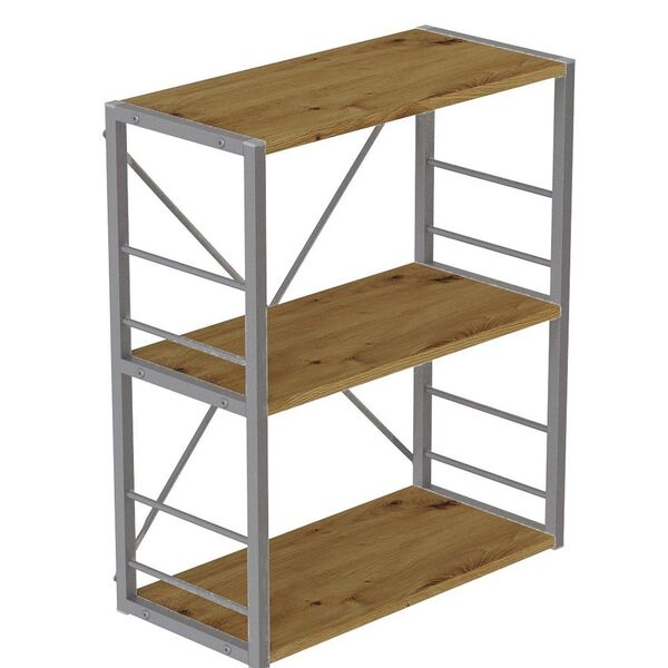 Этажерка на 3 полки Коннект-360 артизан, ЦВЕТ МЕТАЛЛА: СЕРЫЙ, ЦВЕТ ДСП: АРТИЗАН
