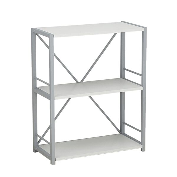 Етажерка на 3 полиці Коннект-360 білий, КОЛІР МЕТАЛУ: СІРИЙ, КОЛІР ДСП: БІЛИЙ