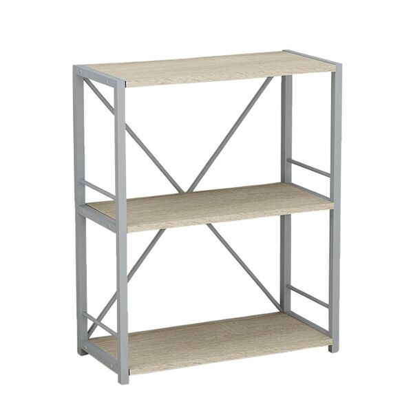 Этажерка на 3 полки Коннект-360 сонома, ЦВЕТ МЕТАЛЛА: СЕРЫЙ, ЦВЕТ ДСП: СОНОМА