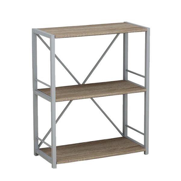Етажерка на 3 полиці Коннект-360 трюфель, КОЛІР МЕТАЛУ: СІРИЙ, КОЛІР ДСП: ТРЮФЕЛЬ