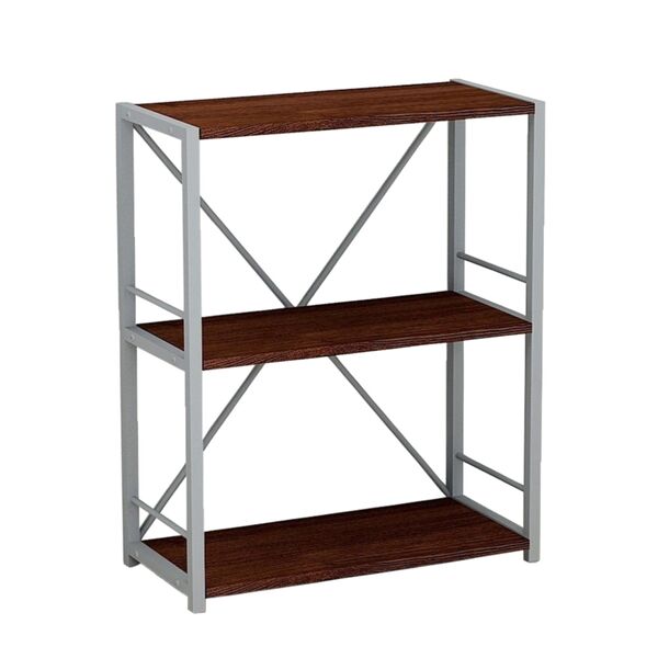 Етажерка на 3 полиці Коннект-360 венге, КОЛІР МЕТАЛУ: СІРИЙ, КОЛІР ДСП: ВЕНГЕ МАГИЯ