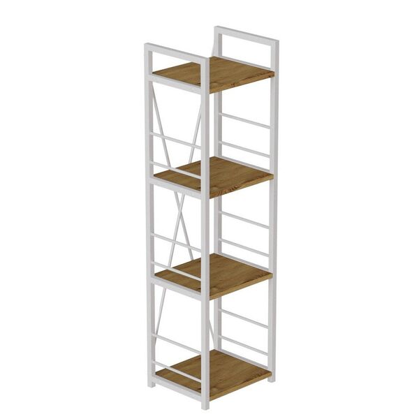 Стелаж на 4 полиці Коннект-434 артизан, КОЛІР МЕТАЛУ: БІЛИЙ, КОЛІР ДСП: АРТИЗАН