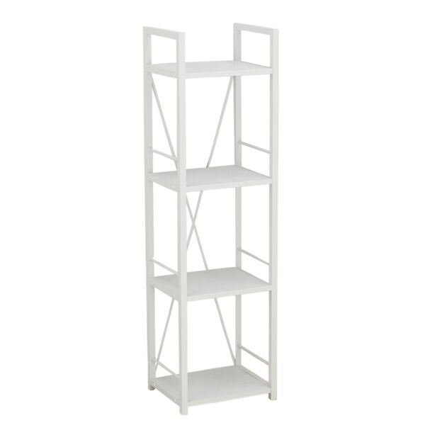 Стелаж на 4 полиці Коннект-434 білий, КОЛІР МЕТАЛУ: БІЛИЙ, КОЛІР ДСП: БІЛИЙ
