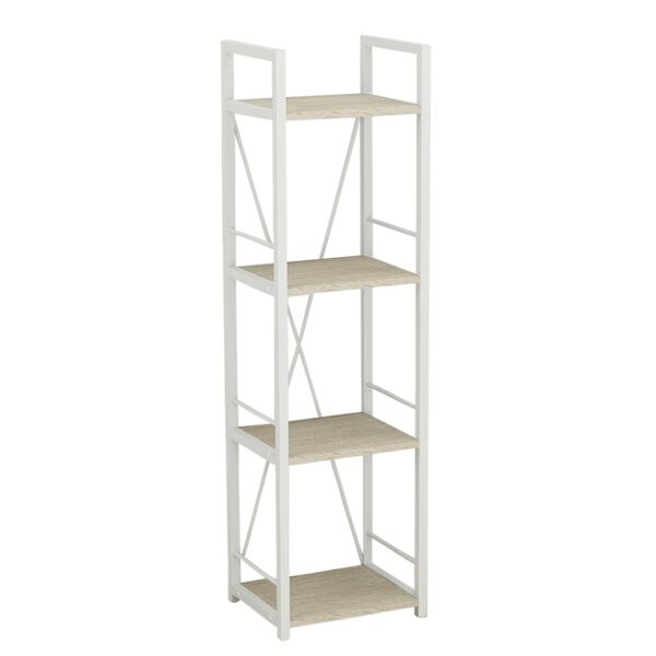 Стеллаж на 4 полки Коннект-434 сонома, ЦВЕТ МЕТАЛЛА: БЕЛЫЙ, ЦВЕТ ДСП: СОНОМА