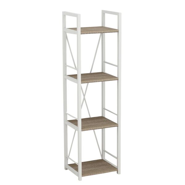 Стелаж на 4 полиці Коннект-434 трюфель, КОЛІР МЕТАЛУ: БІЛИЙ, КОЛІР ДСП: ТРЮФЕЛЬ