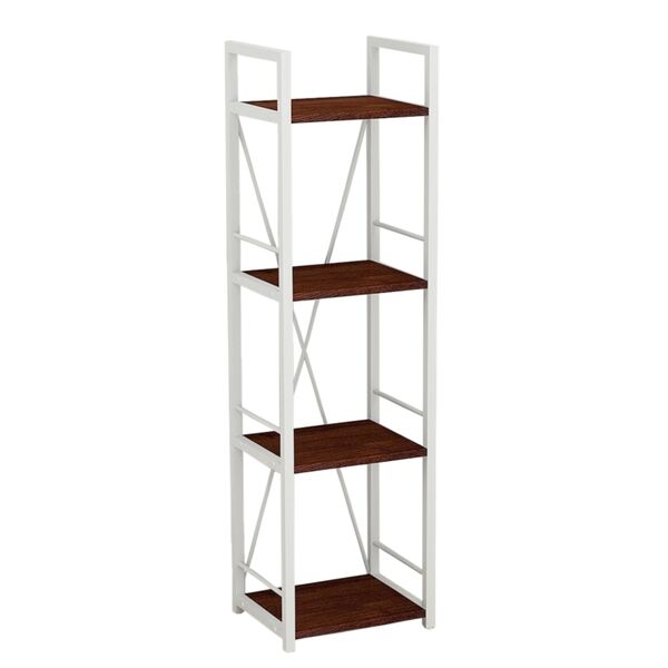 Стеллаж на 4 полки Коннект-434 венге, ЦВЕТ МЕТАЛЛА: БЕЛЫЙ, ЦВЕТ ДСП: ВЕНГЕ МАГИЯ