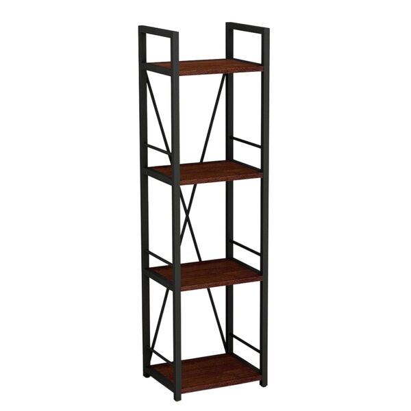 Стелаж на 4 полиці Коннект-434 венге, КОЛІР МЕТАЛУ: ЧОРНИЙ, КОЛІР ДСП: ВЕНГЕ МАГИЯ
