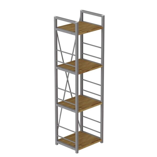 Стелаж на 4 полиці Коннект-434 артизан, КОЛІР МЕТАЛУ: СІРИЙ, КОЛІР ДСП: АРТИЗАН