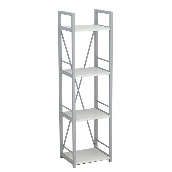 Стеллаж на 4 полки Коннект-434 белый, ЦВЕТ МЕТАЛЛА: СЕРЫЙ, ЦВЕТ ДСП: БЕЛЫЙ