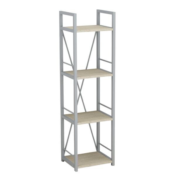 Стелаж на 4 полиці Коннект-434 сонома, КОЛІР МЕТАЛУ: СІРИЙ, КОЛІР ДСП: СОНОМА