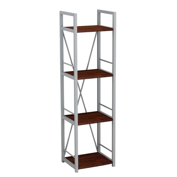 Стелаж на 4 полиці Коннект-434 венге, КОЛІР МЕТАЛУ: СІРИЙ, КОЛІР ДСП: ВЕНГЕ МАГИЯ
