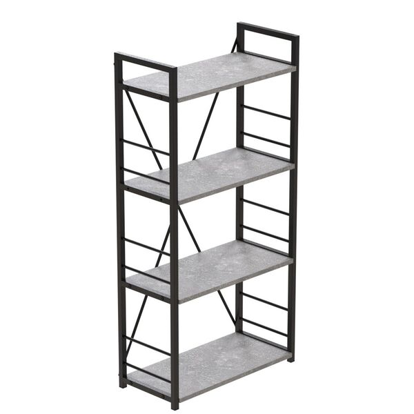 Стелаж на 4 полиці Коннект-460 бетон, КОЛІР МЕТАЛУ: ЧОРНИЙ, КОЛІР ДСП: БЕТОН
