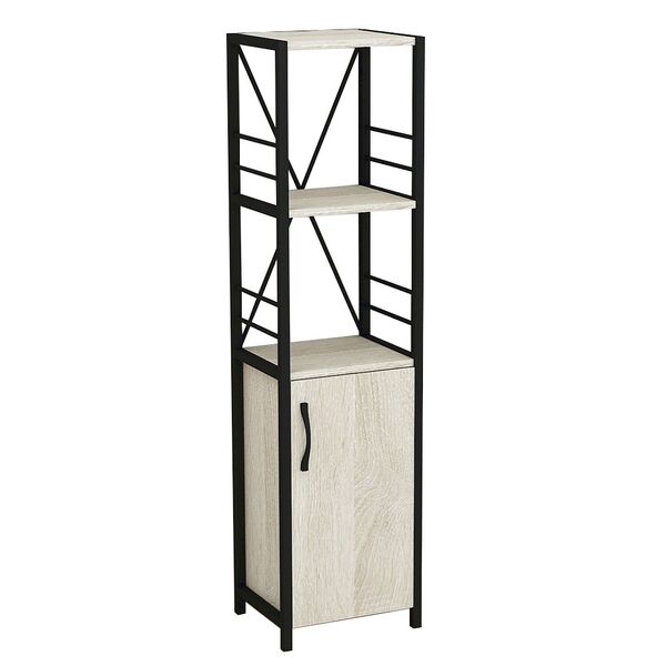 Шкаф пенал с 3 полками Коннект-334 сонома, ЦВЕТ МЕТАЛЛА: ЧЕРНЫЙ, ЦВЕТ ДСП: СОНОМА